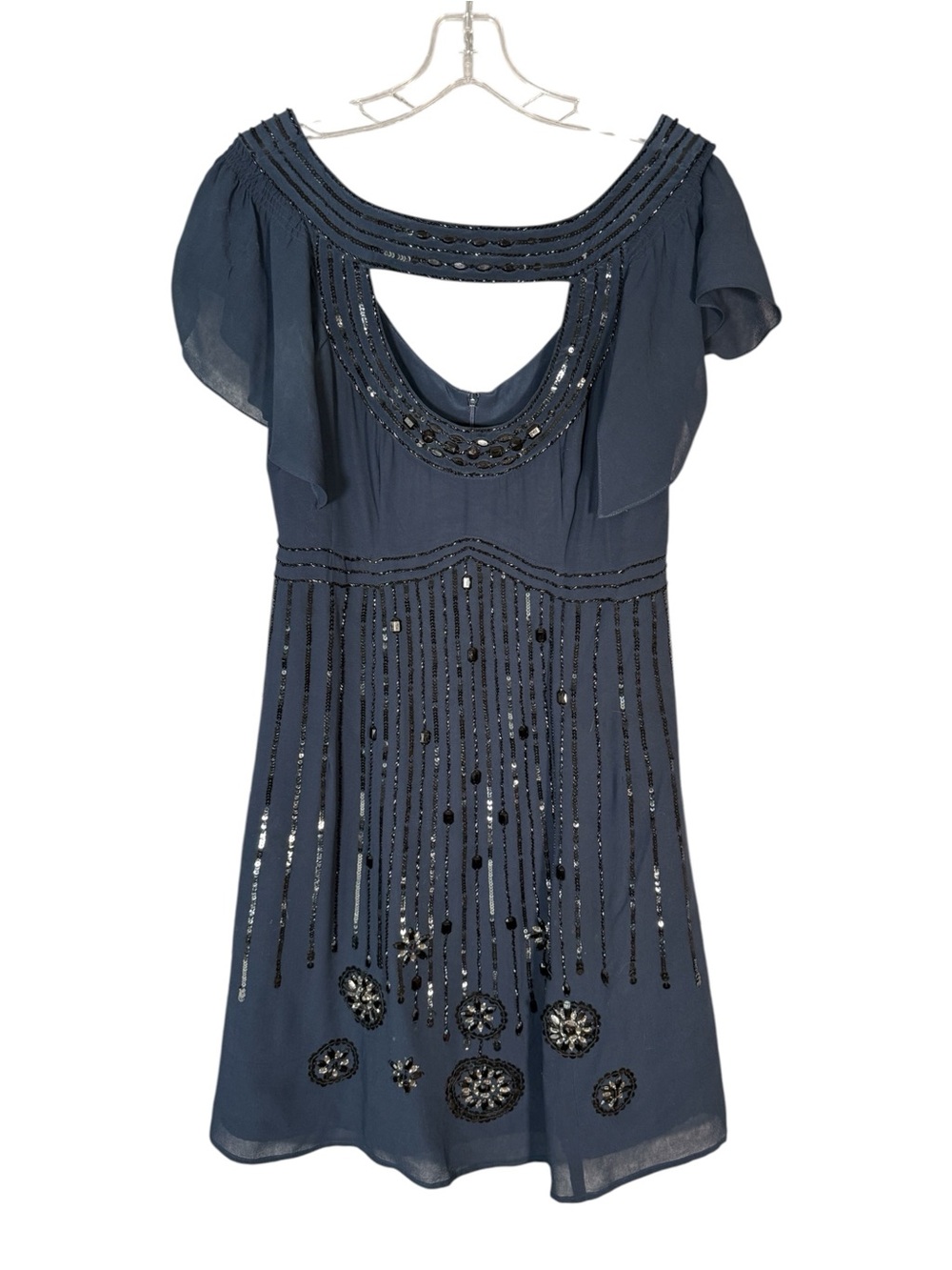 Nanette Lepore Magic Wand Mini Dress Navy Blue Sequin ASO Blair Waldorf  6